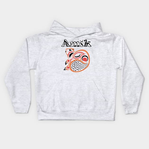 Indigenous Beaver (Amik) Kids Hoodie by KendraHowland.Art.Scroll